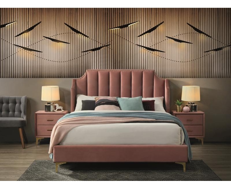 Ліжко Monako Velvet 160х200 Signal античний рожевий